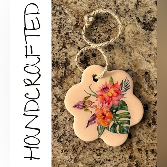 Other - 3/$20 Floral Handcrafted Ceramic Ornament